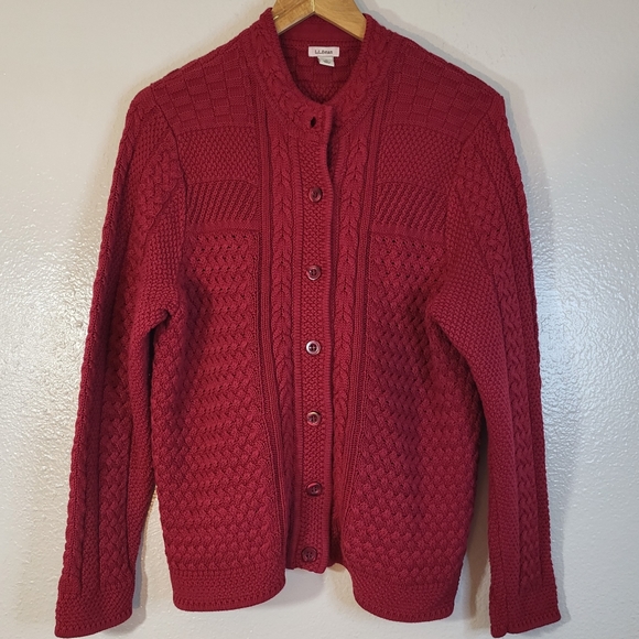 L.L. Bean Sweaters - LL Bean Cable Knit Cardigan Button Front Chunky Fishermans Sweater
